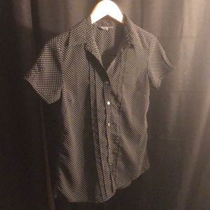 🎸🏁🏴‍☠️Rockabilly Ska Polka Dot Button Up Blouse